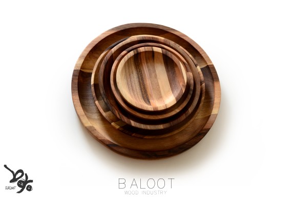 بشقاب چوبی گرد لوکس ۳۰ سانتی (چوب گردو) – کد 4702 B