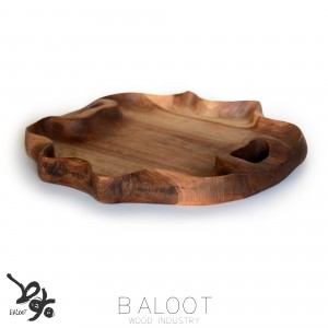 سینی چوبی  تزئینی دفرمه گرد گردو 30*30 کد 4731B