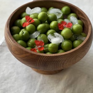 میوه‌خوری چوبی لوکس   پایه‌دار مدل خمره‌ای (خراطی) با قطر 35 سانت کد 418