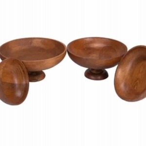 میوه‌خوری چوبی لوکس مدل کاجی (خراطی) با قطر ۲۰ سانت و عمق ۷، کد 419