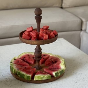 شیرینی‌خوری چوبی لوکس دو طبقه 30 سانت  مدل هاوانا – کد 423