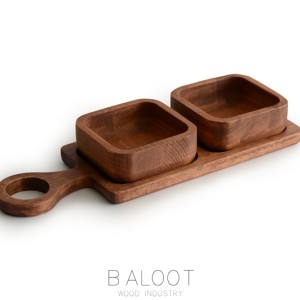 آجیل خوری چوبی راکتی دوخانه (چوب راش) – کد 3373