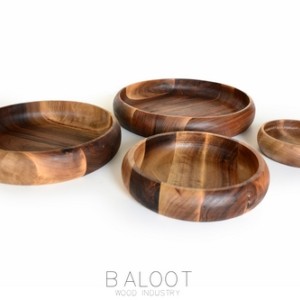 کاسه چوبی گرد خراطی لوکس ۳۵ سانتی (چوب گردو) – کد 4714 B