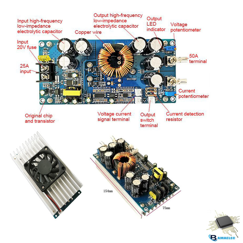 ماژول کاهنده ولتاژ و آمپر 800 وات 30 آمپر