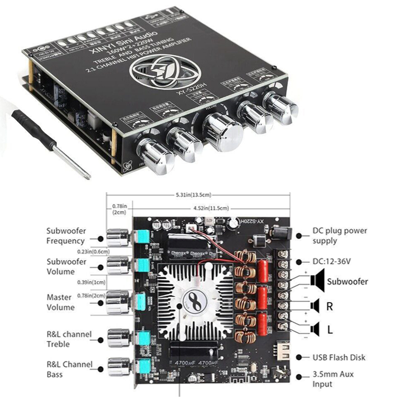 ماژول آمپلی فایر 2.1 کانال 2X160W + 220W مدل XY-S220H