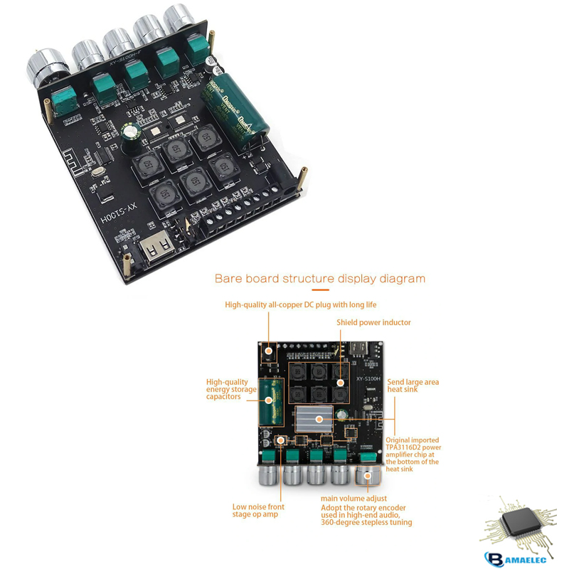 آمپلی فایر بلوتوث دار XY-S100H_2*50W+100W