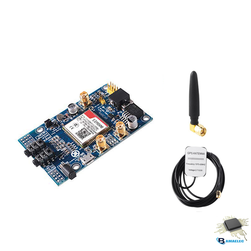 برد SIM808 به همراه آنتن GSM و آنتن اکتیو GPS