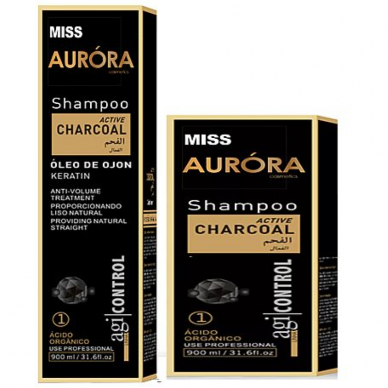 شامپو و ماسک مو بدون سولفات میس آیورورا (Miss Aurora) مدل زغال فعال (Active Charcoal)