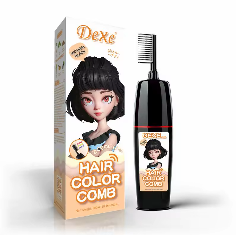 شامپو رنگ مو دکسی (Dexe) مشکی طبیعی- Natural Black (همراه با شانه)