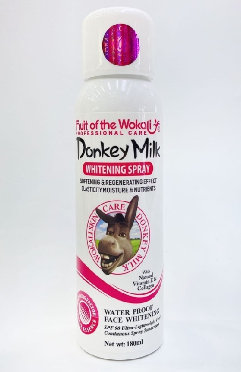 اسپری سفید کننده شیر الاغ و ضد آفتاب سفید کننده فوری (مدل صورتی)