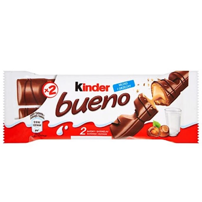 ویفر بوئنو کیندر با مغز کرم فندق و روکش شکلاتی بسته 2 عددی