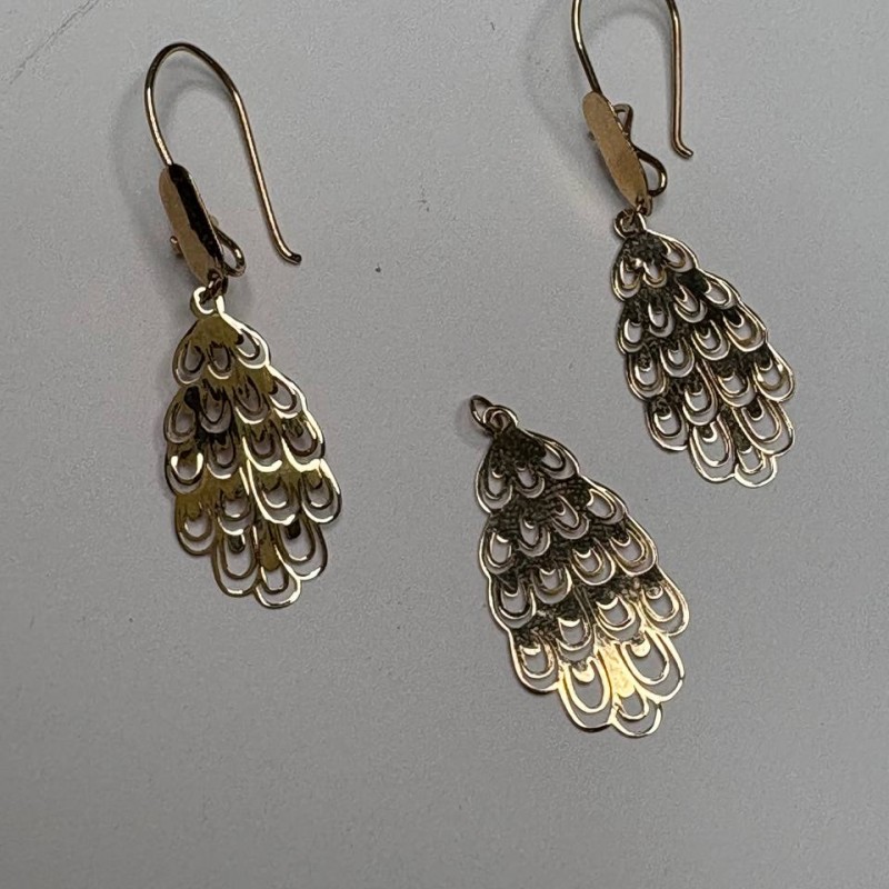 نیم ست طلا طرح طاووس وزن 1/91 گرم