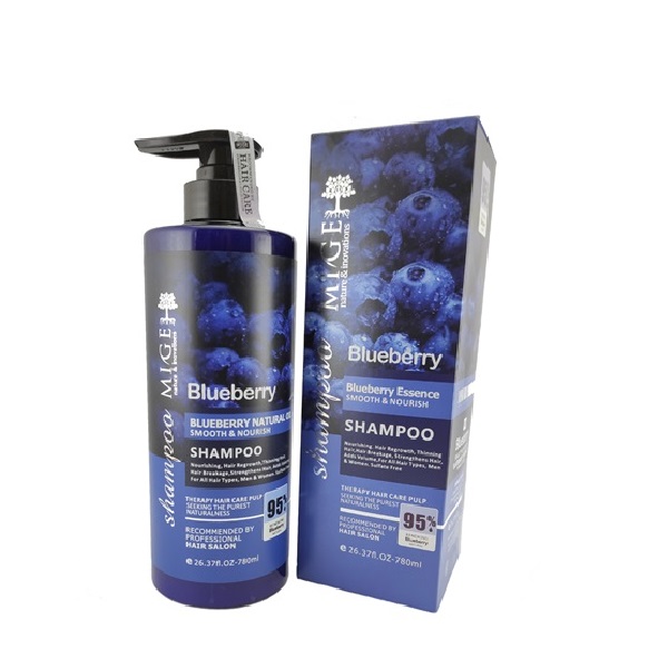 شامپو بلوبری بدون سولفات مدل میگ (MIGE) ایتالیایی حجم 780 میلی لیتر