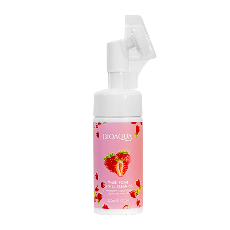 فوم براش دار شستشوی صورت مدل توت فرنگی حجم 120 میلی لیتر