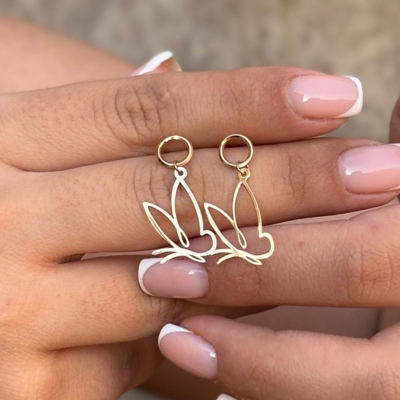 گوشواره طلا مدل پروانه وزن  1/130 گرم