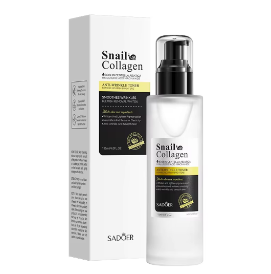 تونر صورت ضد چروک و سفید کننده کلاژن و حلزون سادور حجم 115 میلی لیتر