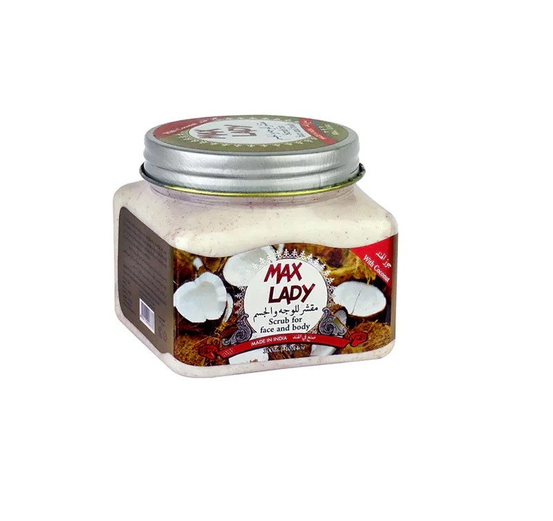 اسکراب لایه بردار و سفید کننده پوست مکس لیدی با عصاره نارگیل