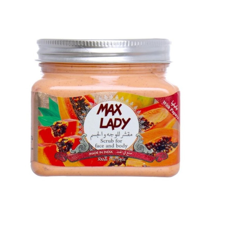 اسکراب لایه بردار و سفید کننده پوست مکس لیدی با عصاره پاپایا