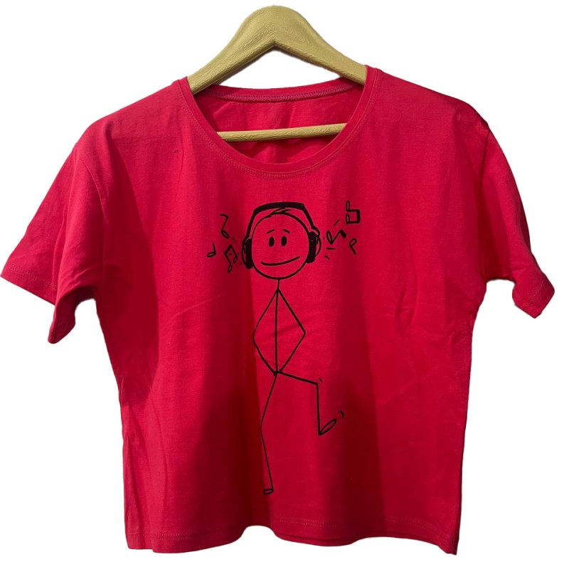 کراپ دخترانه طرح آدمک جنس نخ پنبه سوپر