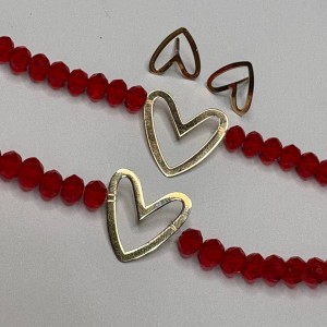 نیم ست طلا طرح قلب وزن 0/88 گرم