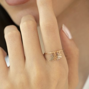 انگشتر طلا زنانه مدل سنجاقک وزن 0/49 گرم