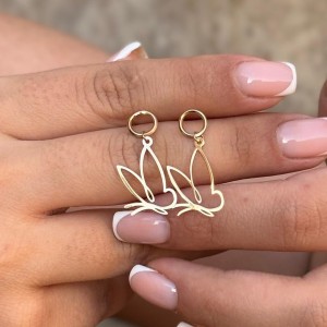 گوشواره طلا مدل پروانه وزن  1/130 گرم