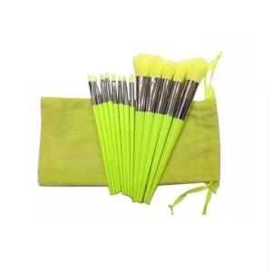 براش آرایشی 13 عددی فیکس پلاس کیف مخملی (رنگ زرد)