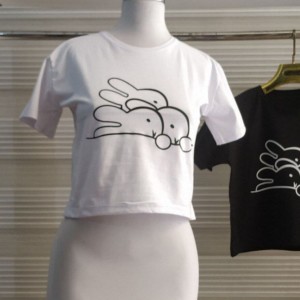 کراپ دخترانه طرح 3 خرگوش دارای رنگ بندی جذاب