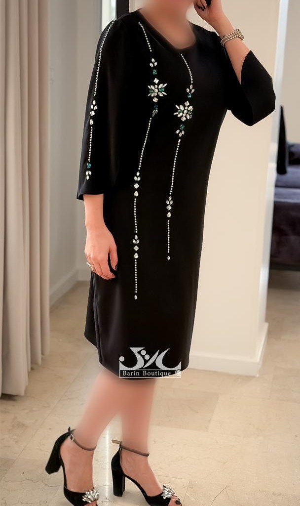 پیراهن مجلسی کرپ سنگدوزی