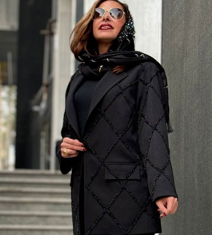 مانتو لمه ژاکارد سنگدوزی
