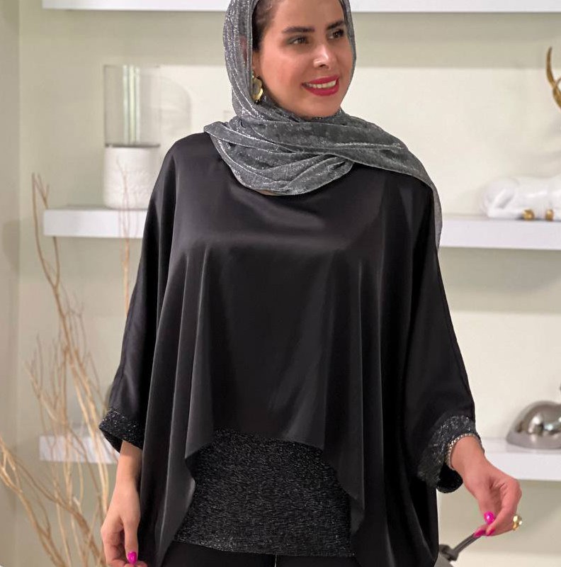 بلوز سیلک با لمه نقره ای