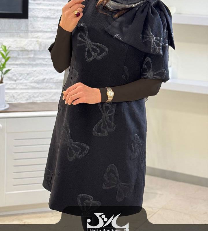 پیراهن  مجلسی ژاکارد لمه پاپیونی