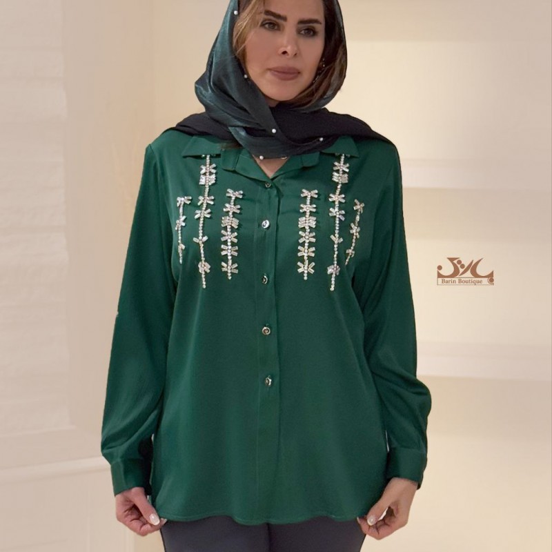 شومیز سیلک سنگدوزی