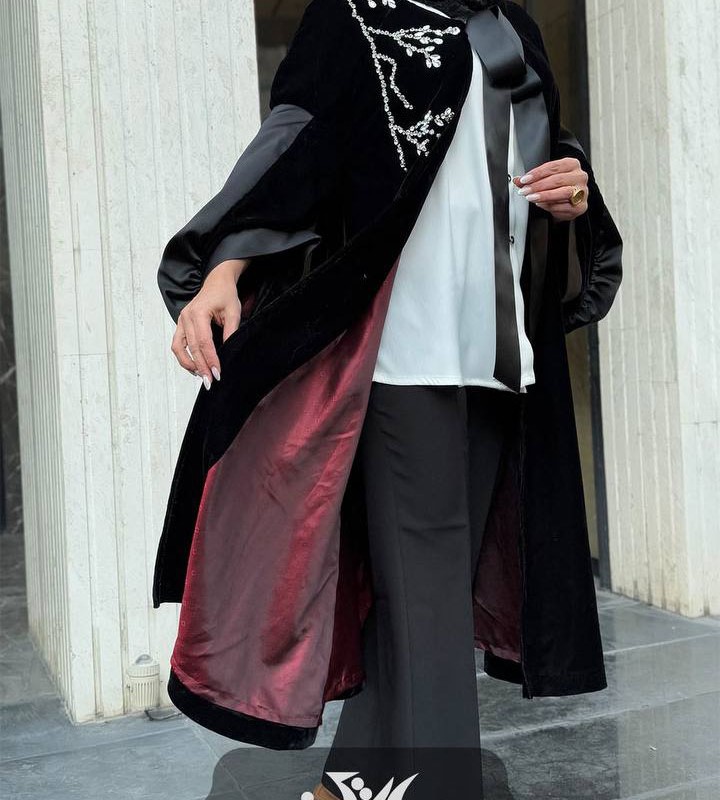 مانتو بلند مخمل کار شده