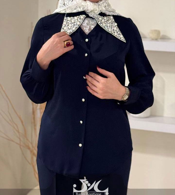 شومیز مجلسی یقه مرواریدی