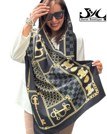 شال ساتن کجراه طرحدار