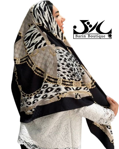 روسری ساتن ابریشم طرحدار
