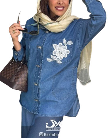 شومیز جین تک گل