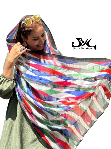 شال  زنانه رنگی رنگی ابریشم