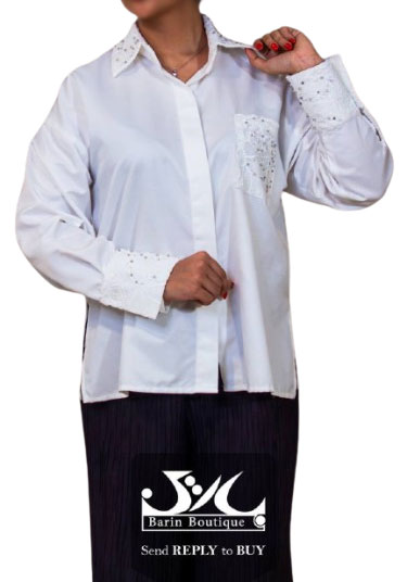 شومیز سفید کتان گیپور