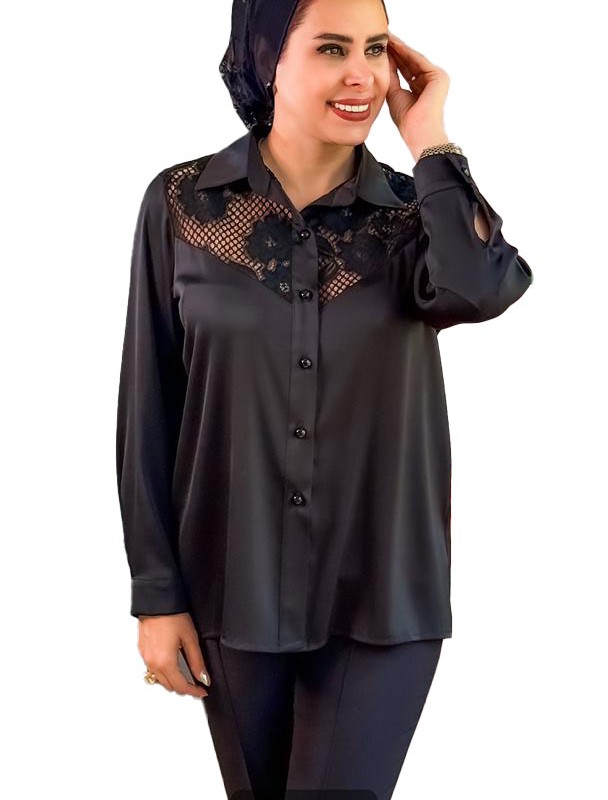 شومیز مجلسی سیلک دانتل نرگس