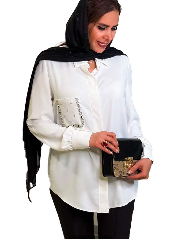 شومیز  زنانه کرپ جیب کارشده