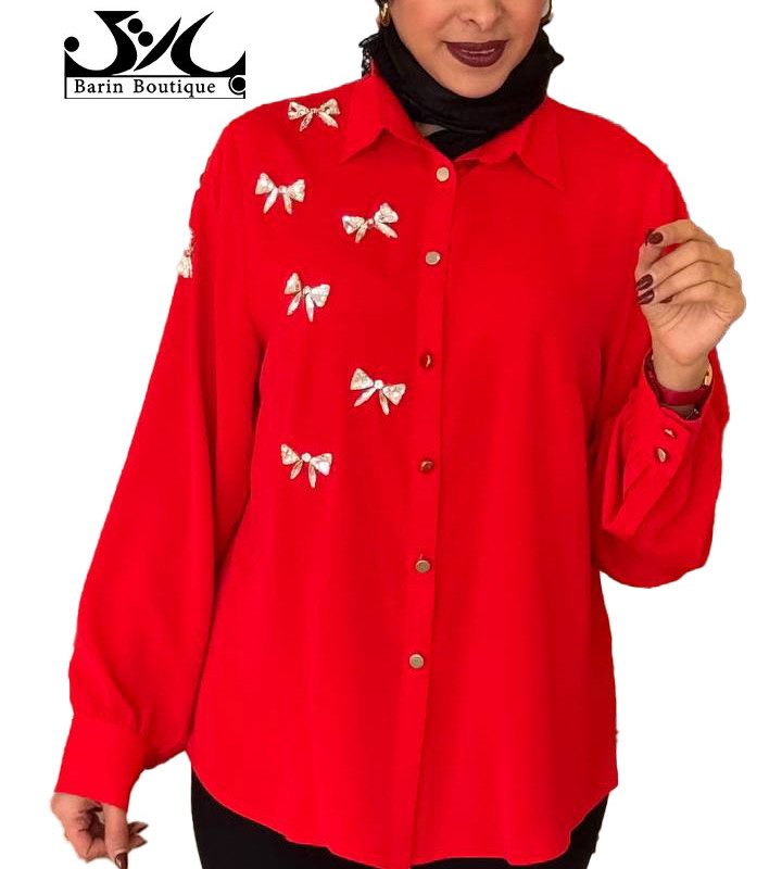 شومیز مجلسی کرپ الیزه سنگدوزی