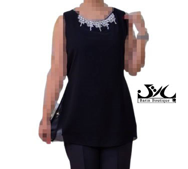 تاپ حریر مشکی کارشده