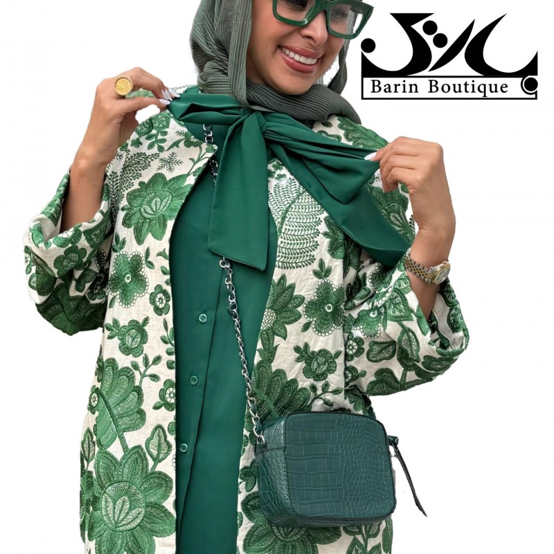 مانتو سوزن دوزی گل سبز