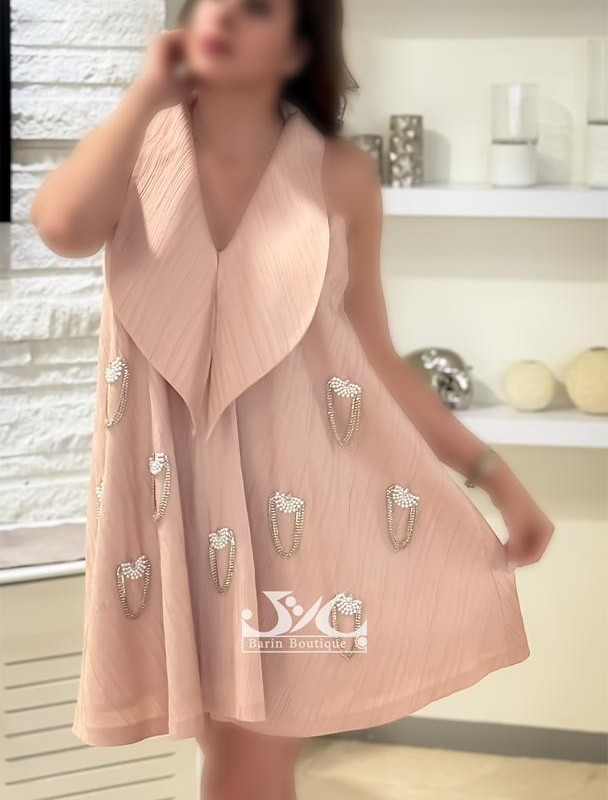 پیراهن مجلسی زنجیری صورتی لیدا