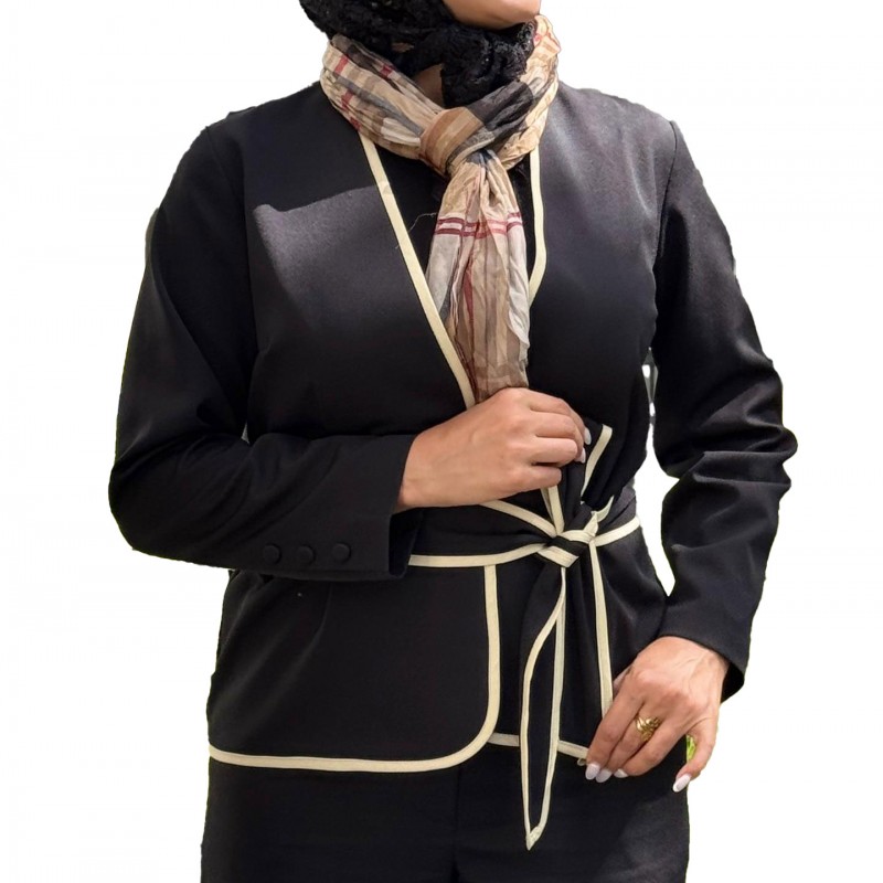 ست کت وشلوار زنانه کرپ مشکی