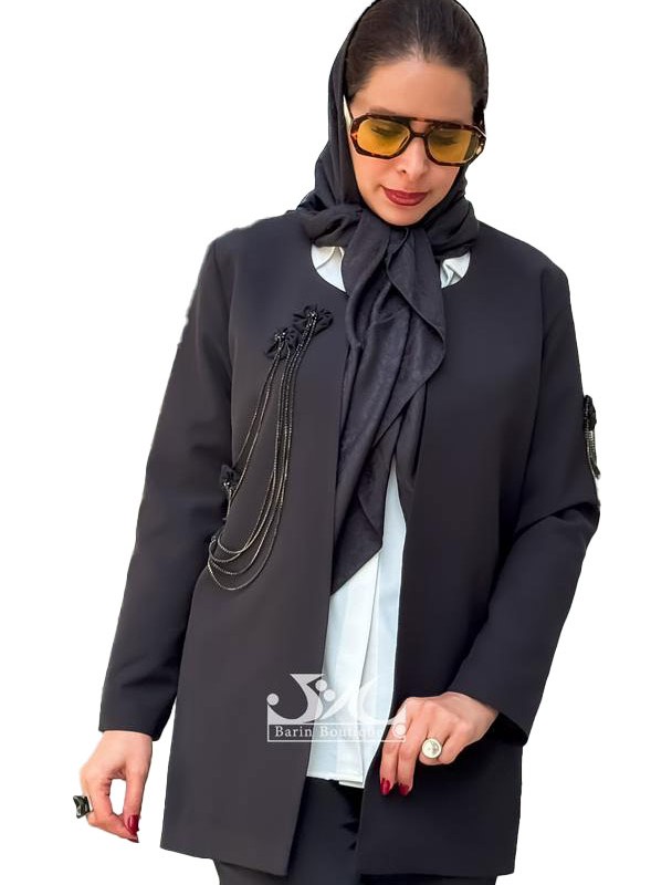 کت زنانه کرپ گل مشکی