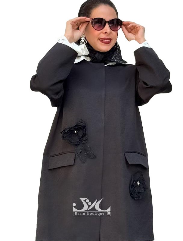 مانتو مجلسی کرپ لمه طرح گل