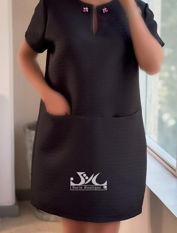 پیراهن دخترانه ژاکارد مشکی